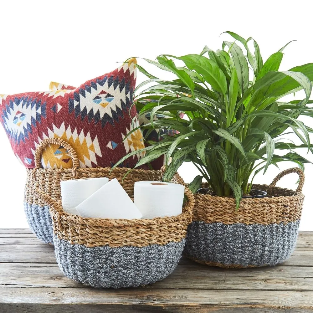 14" Small Rope Cotton Wide Planter Shelf Basket