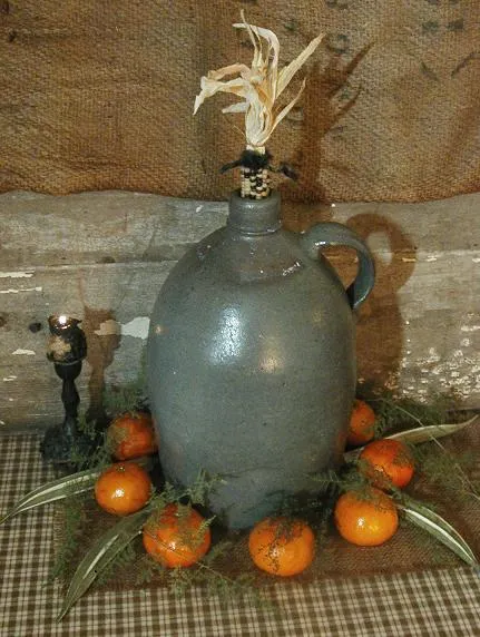 19th Century Stoneware Jug Great Form with Corncob