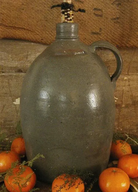 19th Century Stoneware Jug Great Form with Corncob