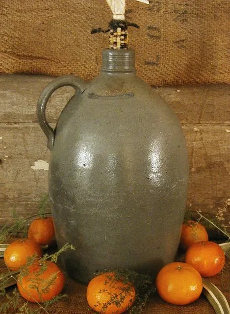 19th Century Stoneware Jug Great Form with Corncob