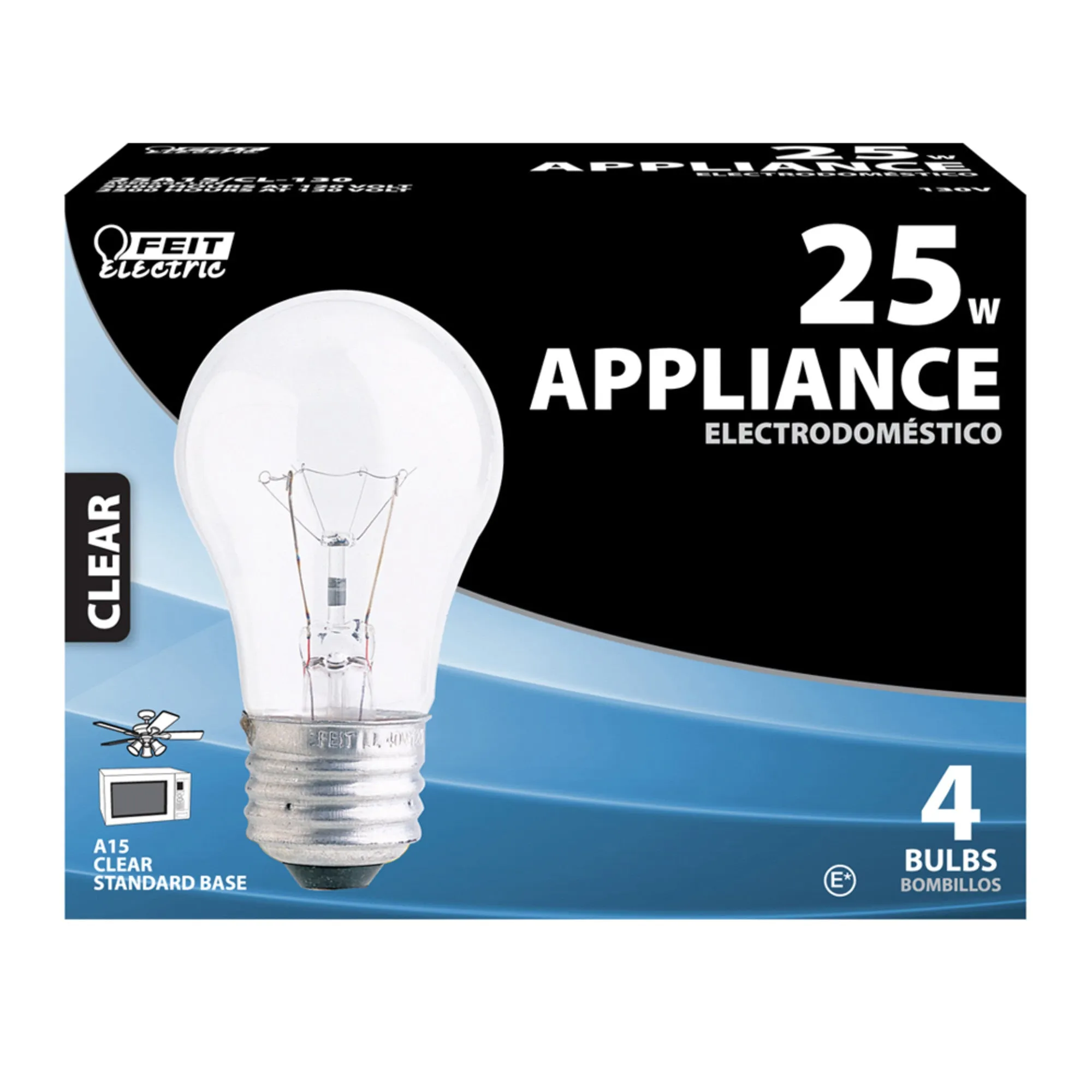 25W Soft White (2700K) A15 130V Medium (E26) Base Clear Incandescent Light Bulb (4-pack)