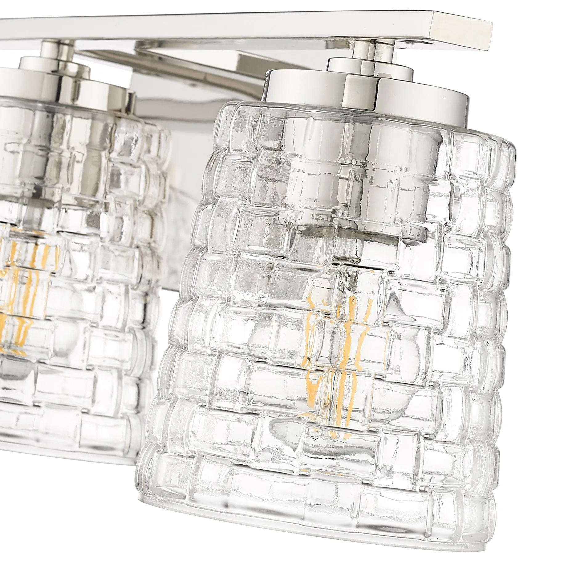 3 Lamps Saben Vanity Light - Polished Nickel - Clear Woven Glass - 23in. Wide