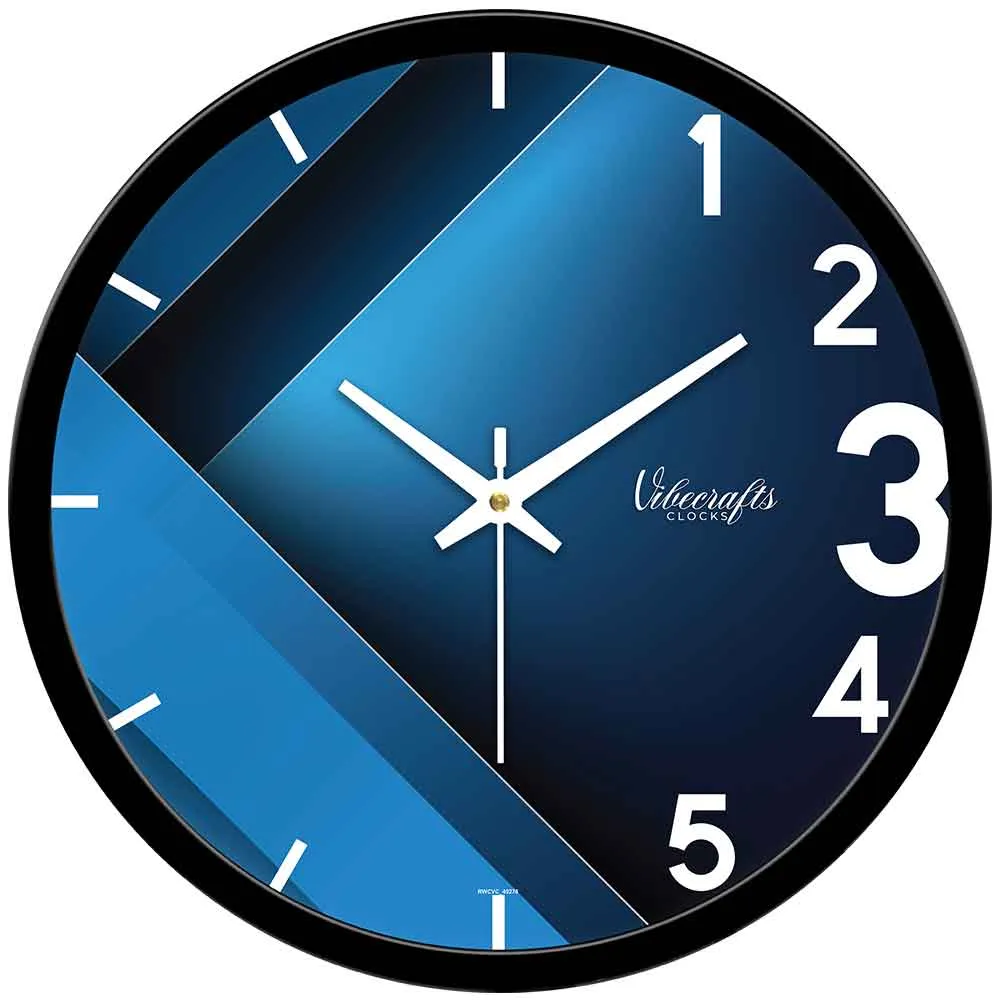 3D Blue And Black Colorful Designer Wall Clock