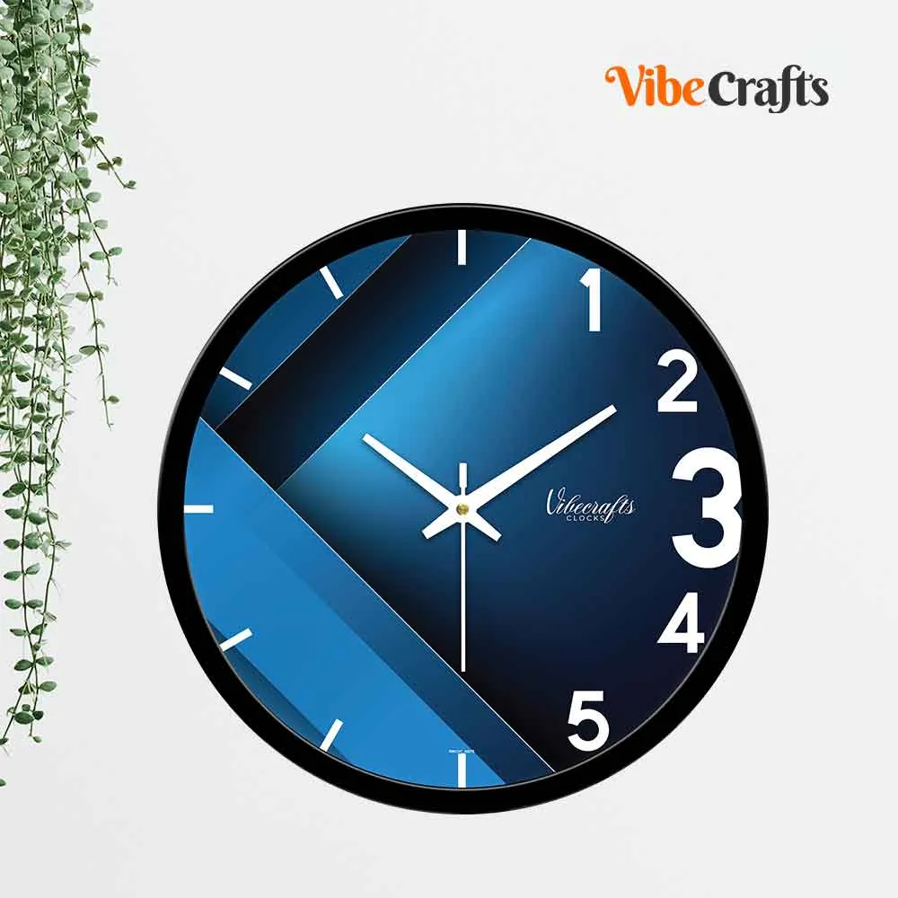 3D Blue And Black Colorful Designer Wall Clock