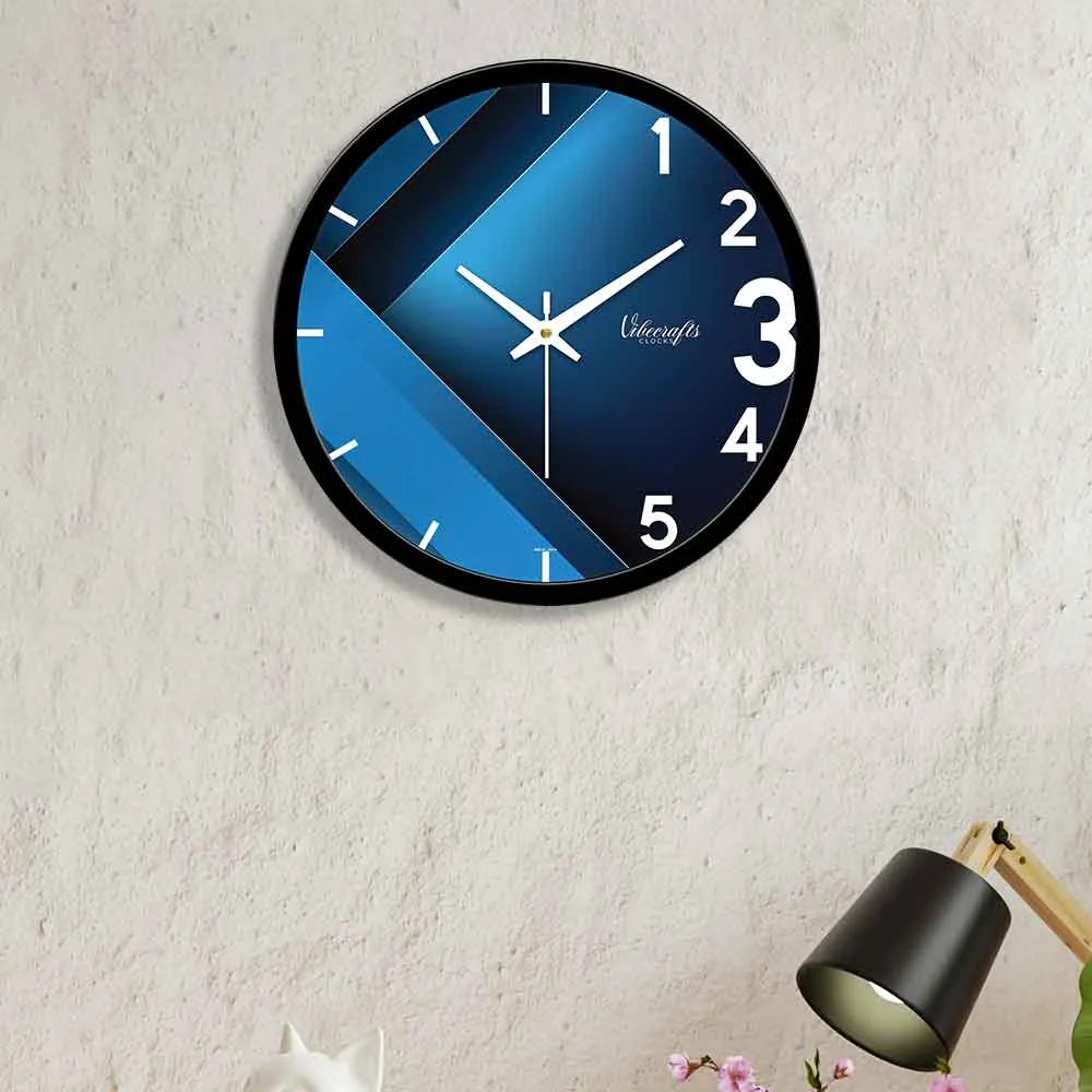 3D Blue And Black Colorful Designer Wall Clock