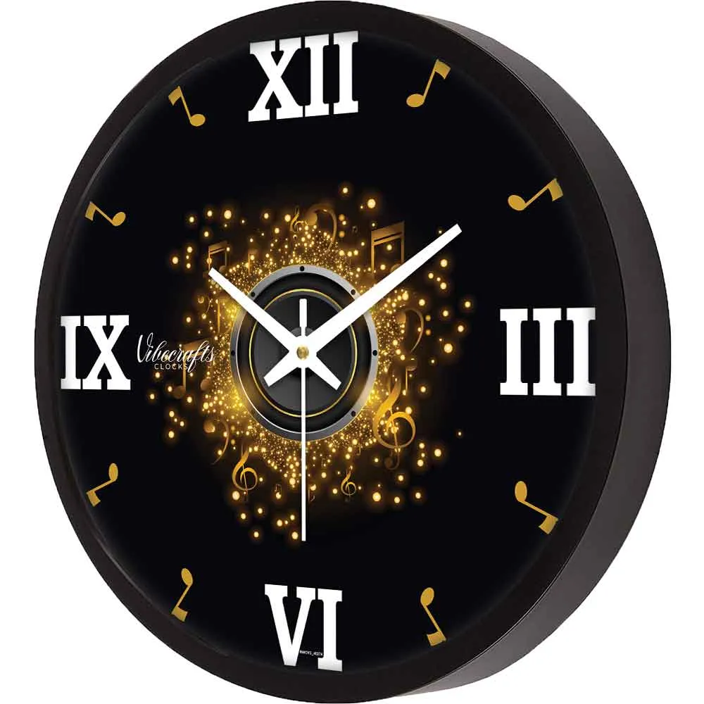 3D Golden Start Designer Wall Clock