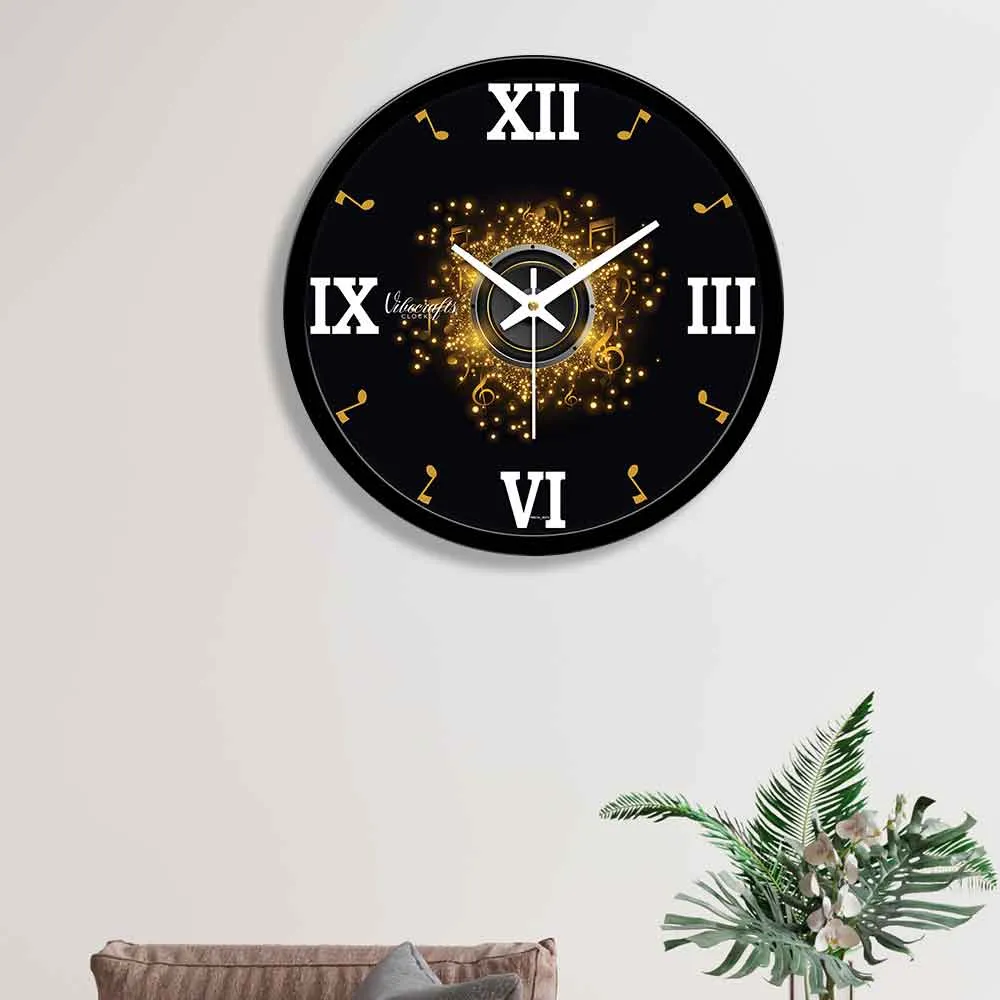 3D Golden Start Designer Wall Clock