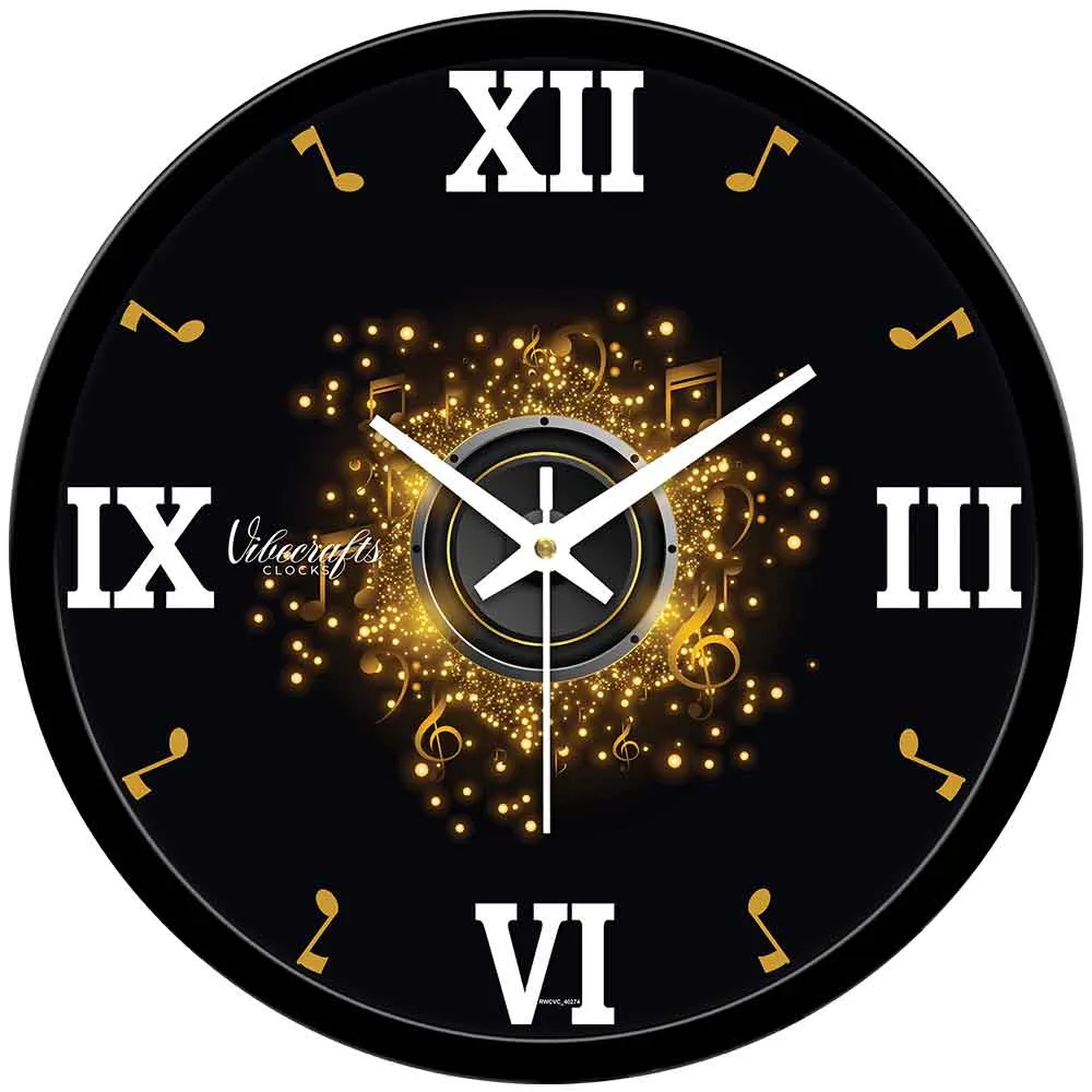 3D Golden Start Designer Wall Clock