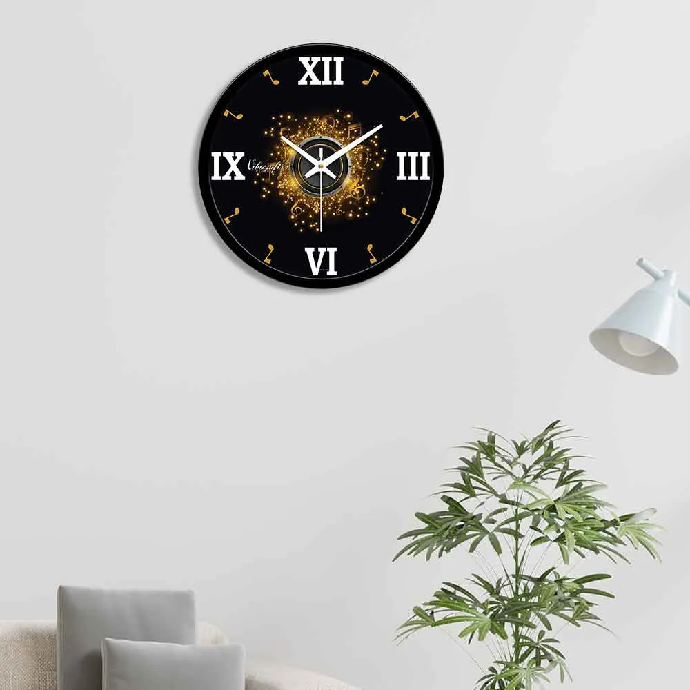 3D Golden Start Designer Wall Clock