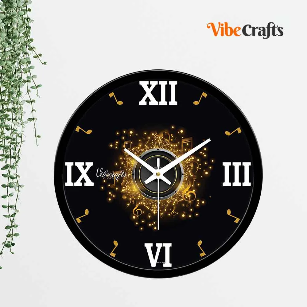 3D Golden Start Designer Wall Clock