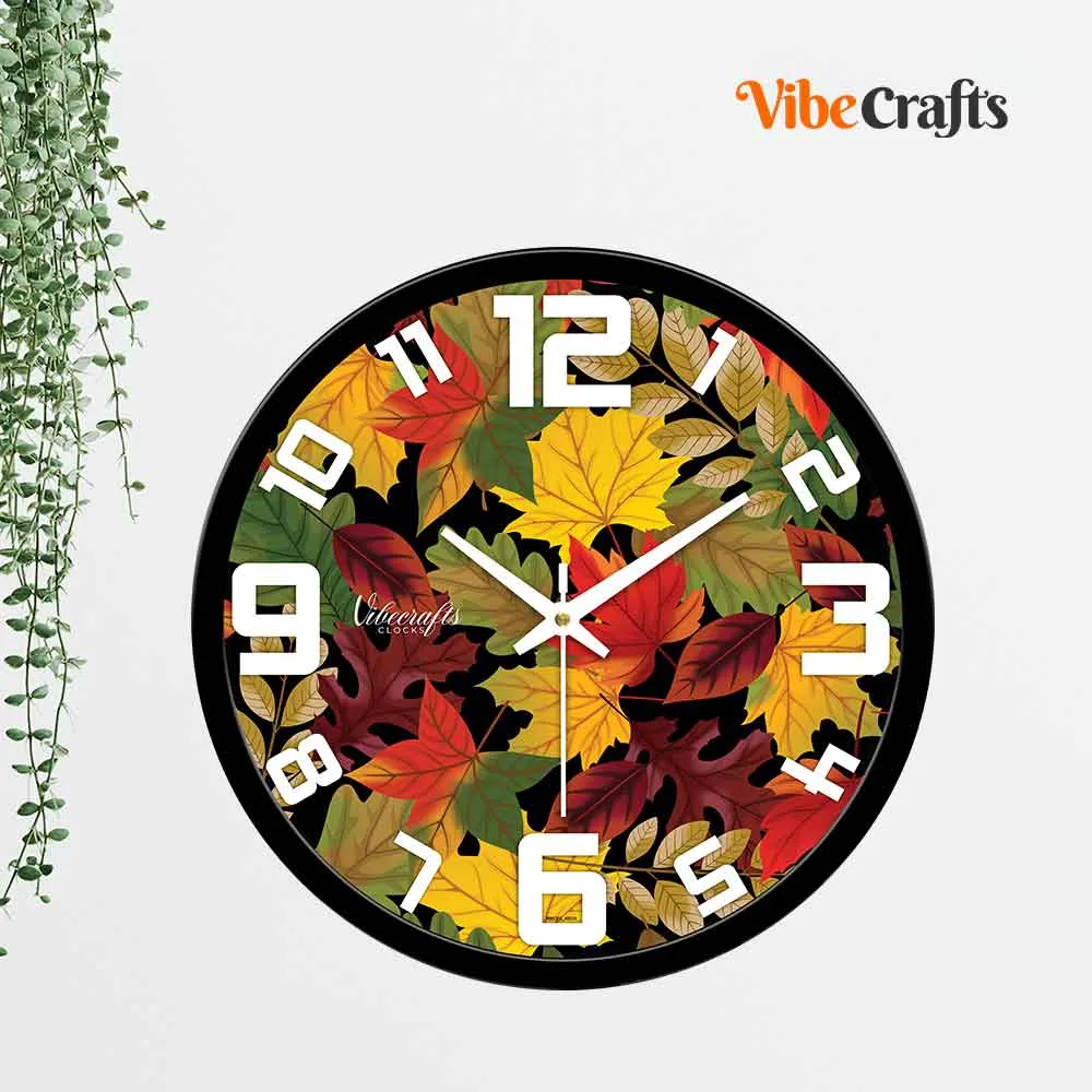 3D Multicolor Leaf  Designer Wall Clock