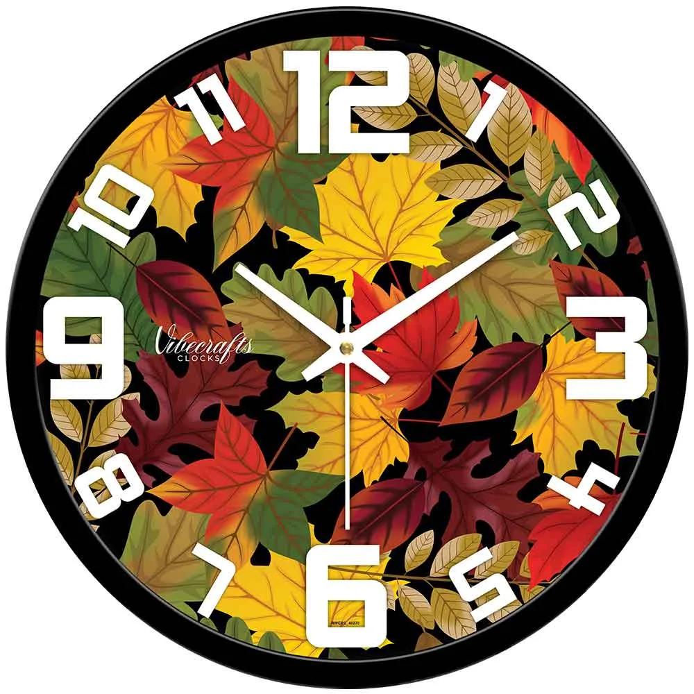 3D Multicolor Leaf  Designer Wall Clock