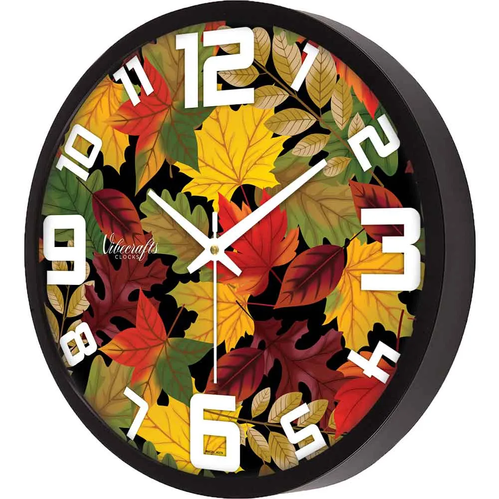 3D Multicolor Leaf  Designer Wall Clock