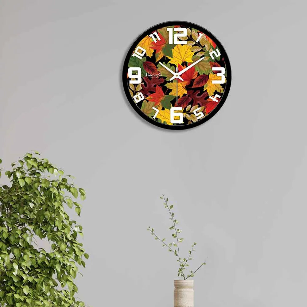 3D Multicolor Leaf  Designer Wall Clock