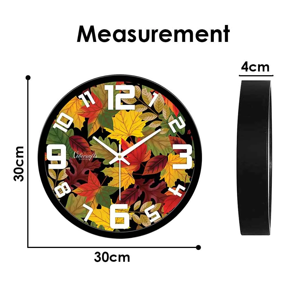 3D Multicolor Leaf  Designer Wall Clock