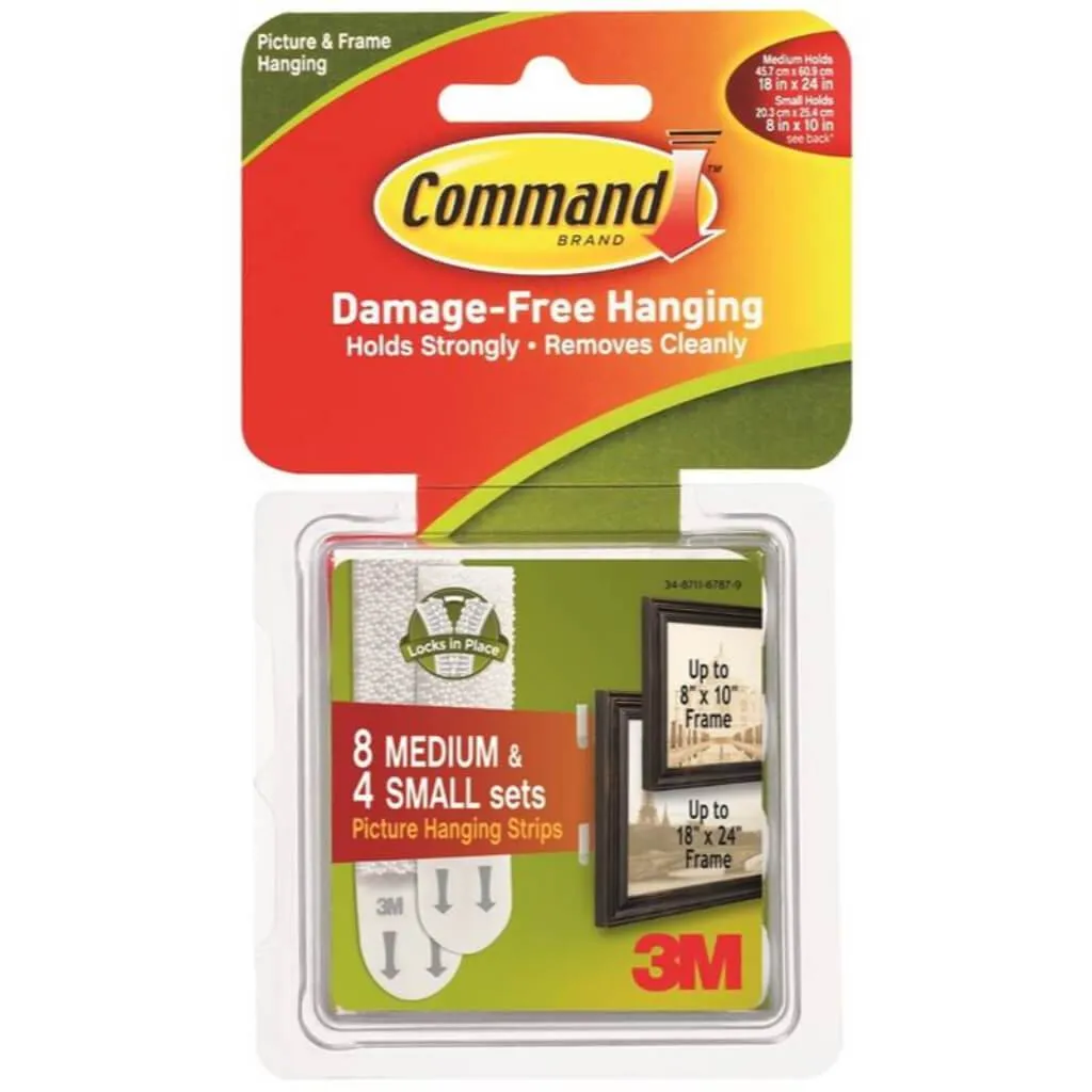 3M Command Picture Hanging Strips, Small and Medium