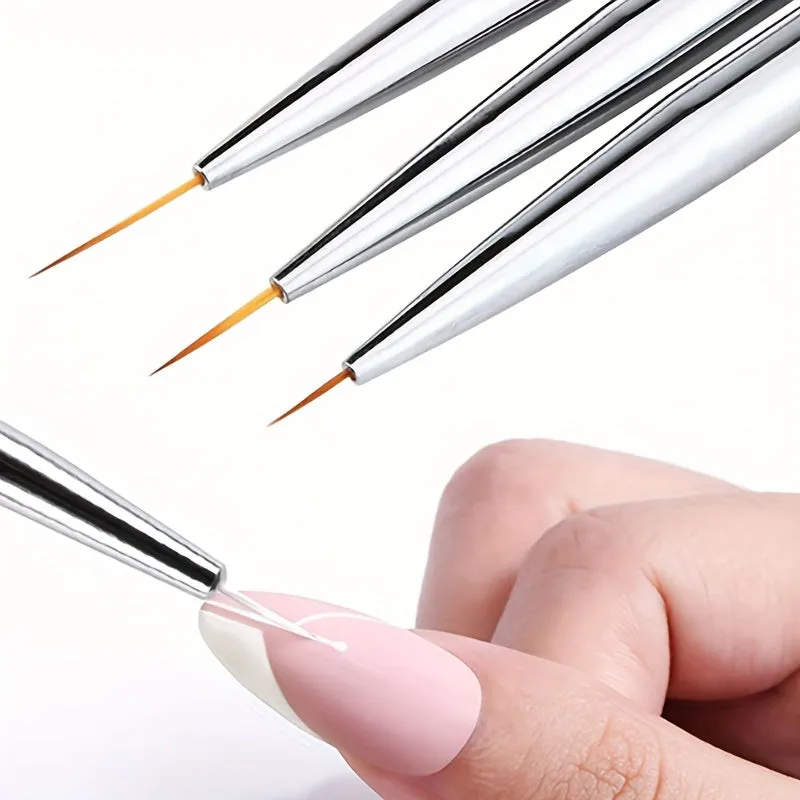 3pc Nail Art Pen Set with Drawing Hooks  Brushes