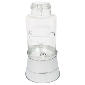 8.7L Glass Drinks Dispenser with Tap & Bucket Stand - By Rink Drink