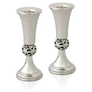 925 Sterling Silver Devora Small Candlesticks / Candle Holders Made in Israel by NADAV