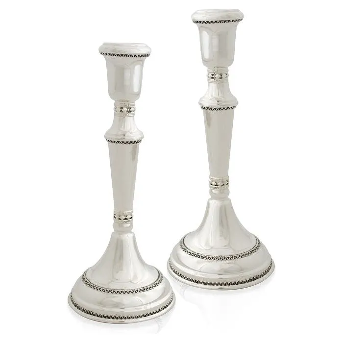 925 Sterling Silver Filigree Shabbat Candlesticks 6.5" Made in Israel By NADAV