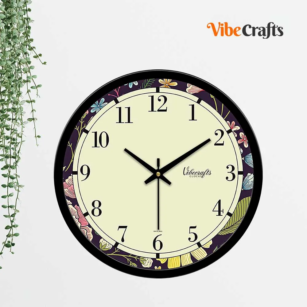 A Floral Printed Designer Wall Clock For Home