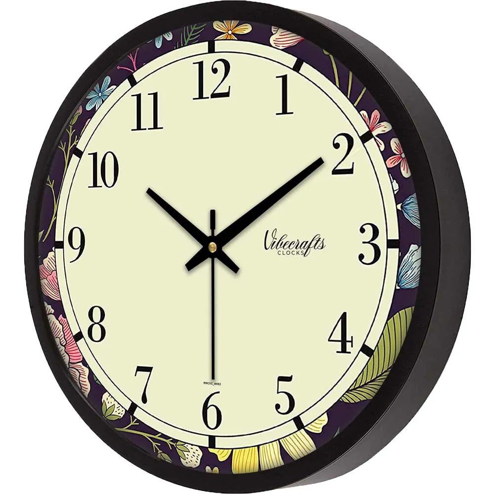 A Floral Printed Designer Wall Clock For Home