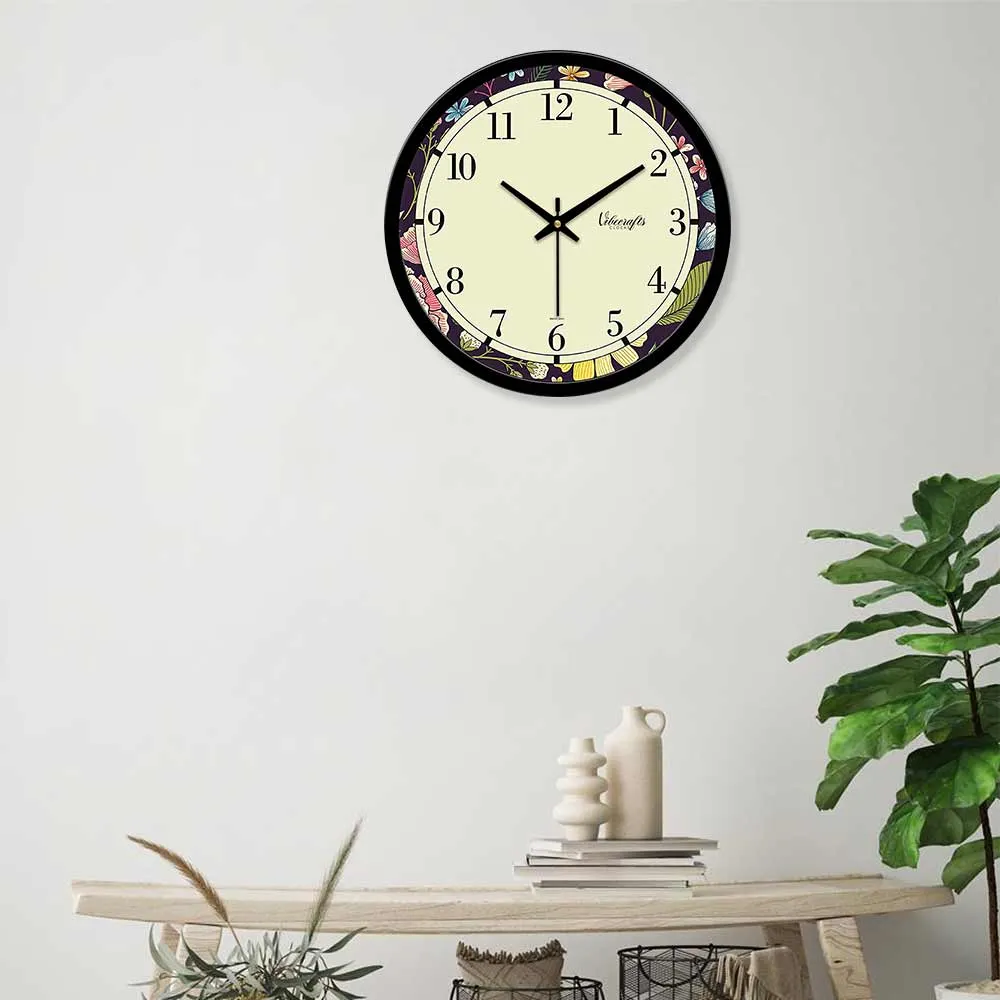 A Floral Printed Designer Wall Clock For Home