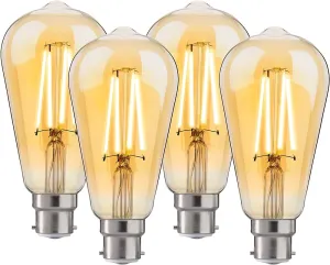 A60 B22 Filament Bulb Amber 4 Pack