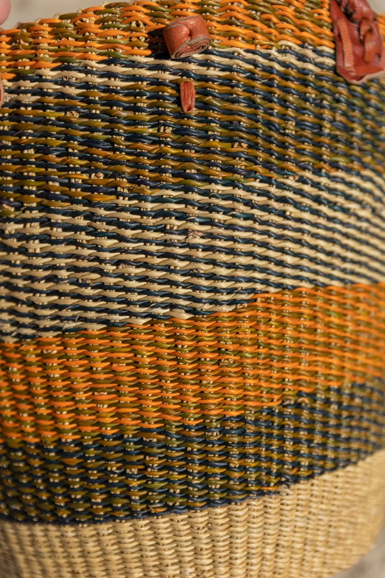 African Woven Basket in Brown Orange