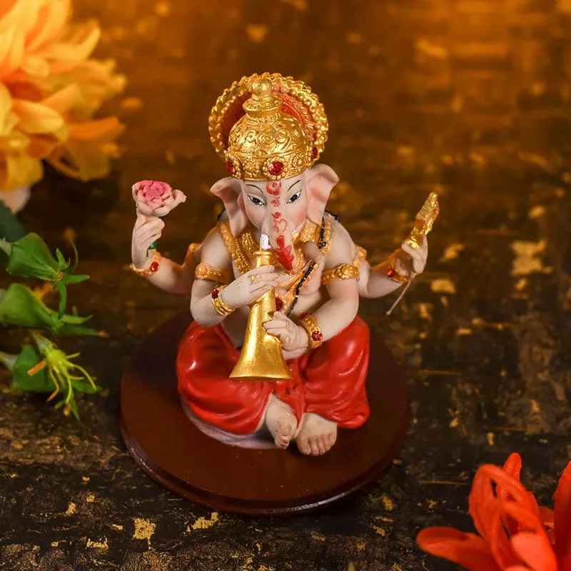 Antique Lord Ganesha With Musical Instrument