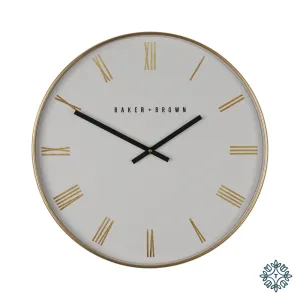 Baker And Brown Nouveau Clock White/gold 50cm