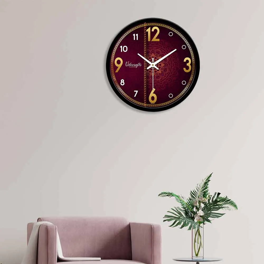 Beautiful Brown & Golden Pattern Designer Wall Clock