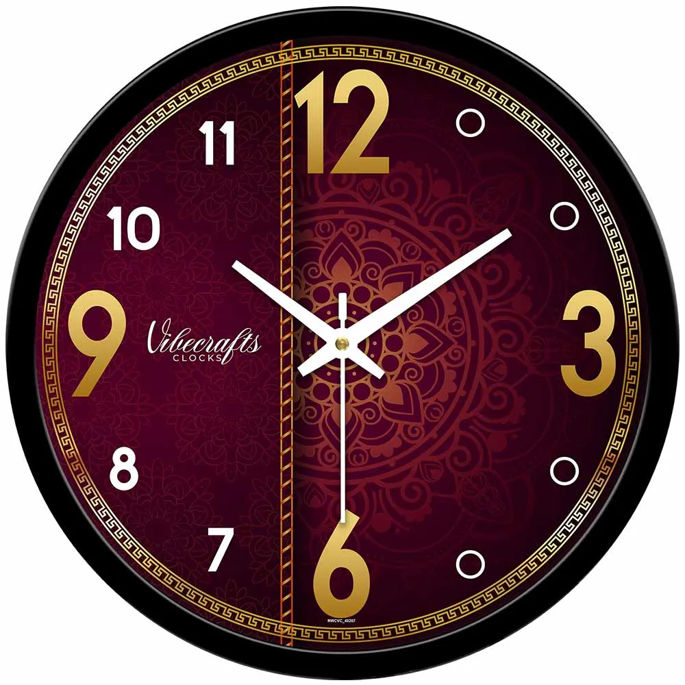 Beautiful Brown & Golden Pattern Designer Wall Clock