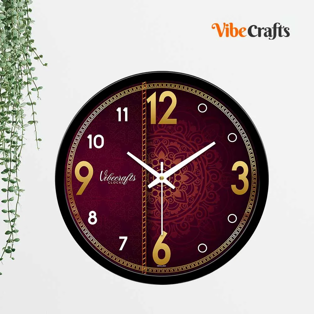 Beautiful Brown & Golden Pattern Designer Wall Clock