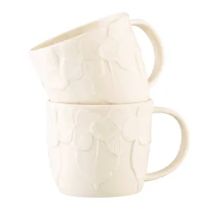 Belleek Classic Hydrangea Set of Two Mugs