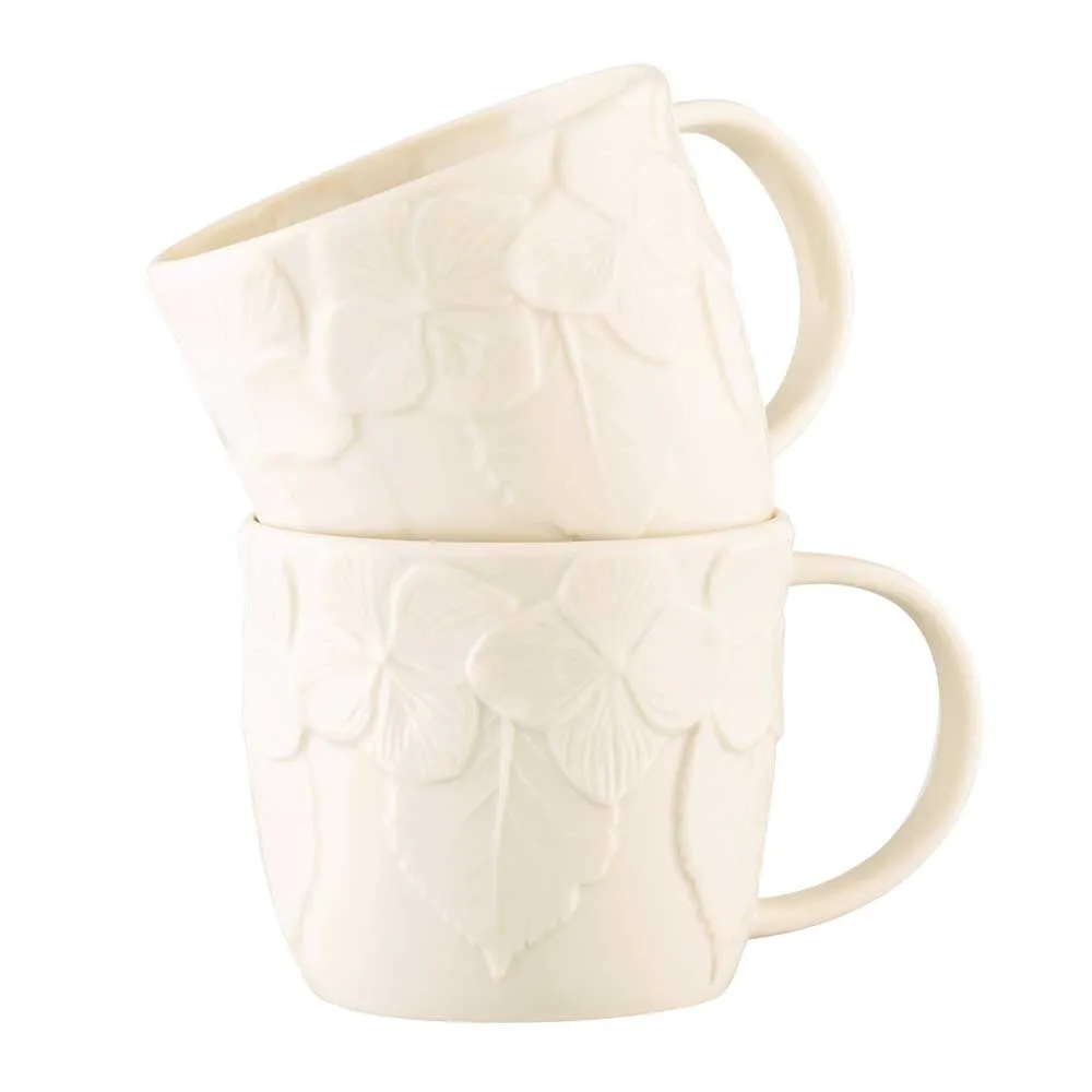 Belleek Classic Hydrangea Set of Two Mugs