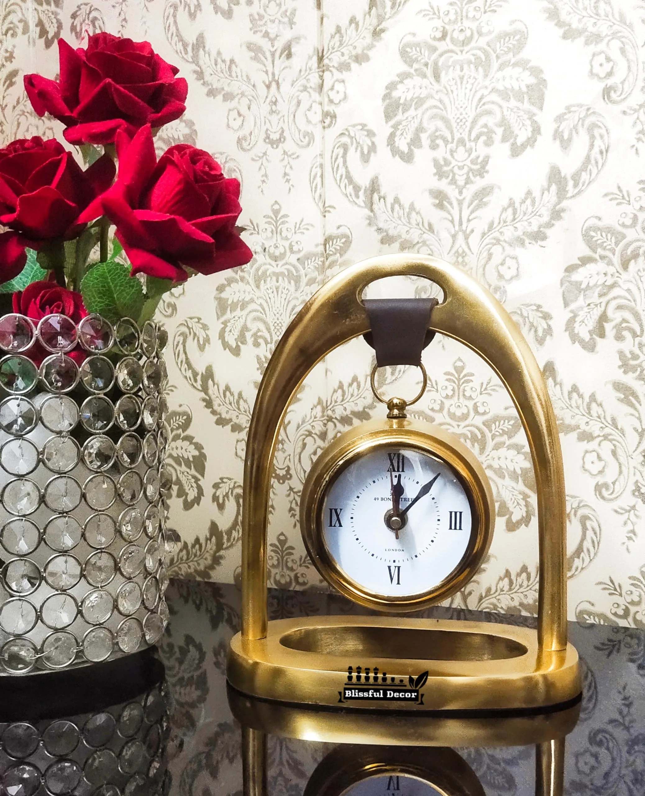 Blissful Decor Presents Modern Design Round Shape Metal Table Clock,Table top Clock,Unique Design Table Clock,Desk Clock, Gold Table Clock,Housewarming Gift,Home Decor