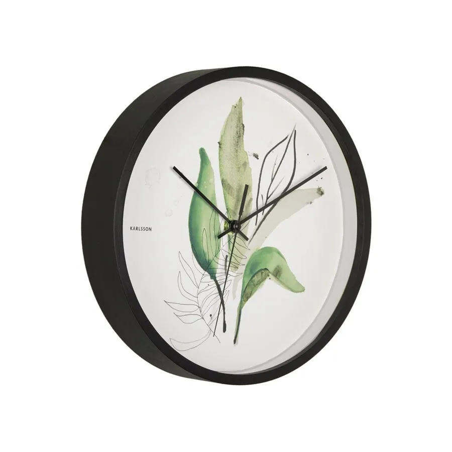 Botanical Leaves Wall Clock (26cm)