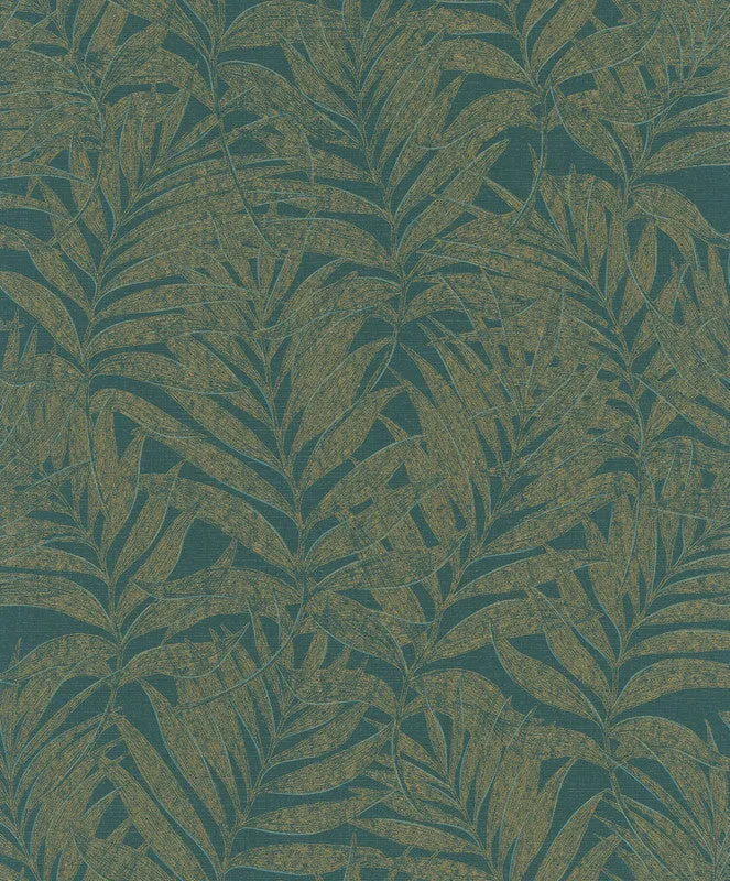 Botanical Wallpaper in Green/Gold