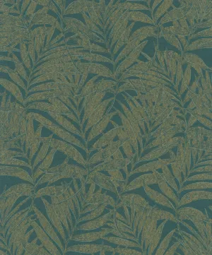 Botanical Wallpaper in Green/Gold