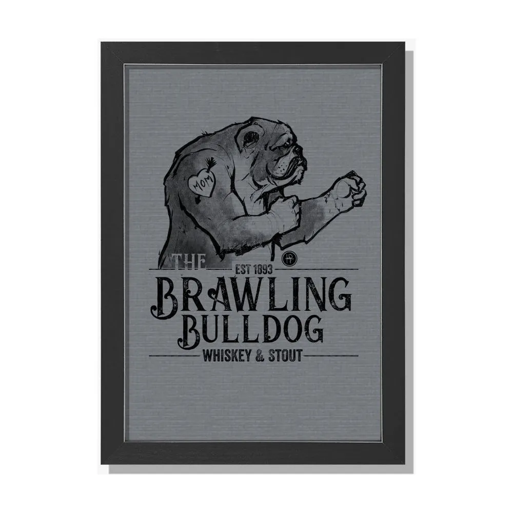 Brawling Bulldog Unique Wall Art Print