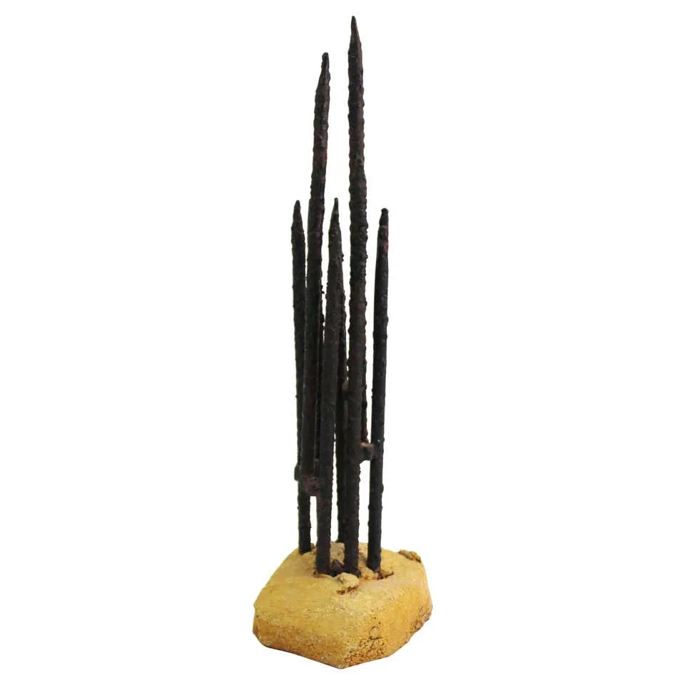 Brutalist Modern Metal Tabletop Spike Sculpture