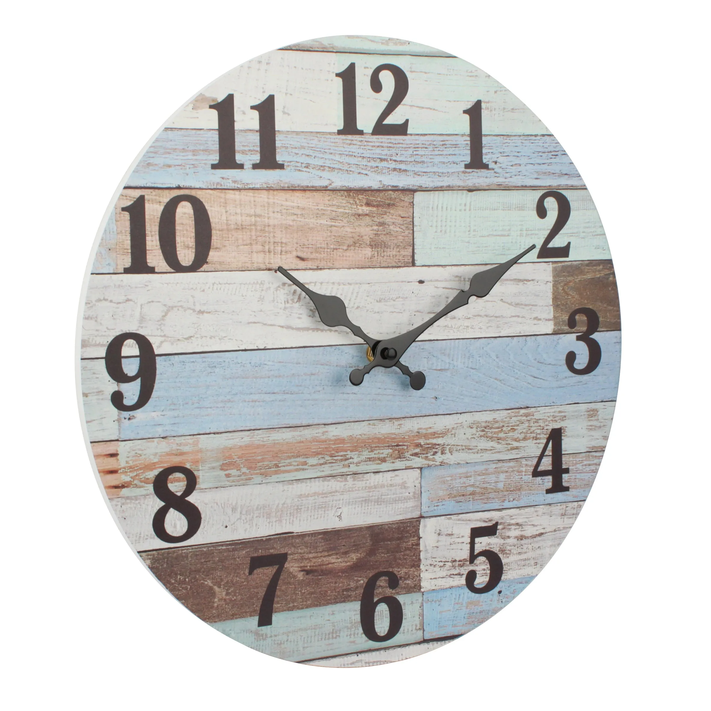 Coastal Worn Blue and White Clock - 14 Inch