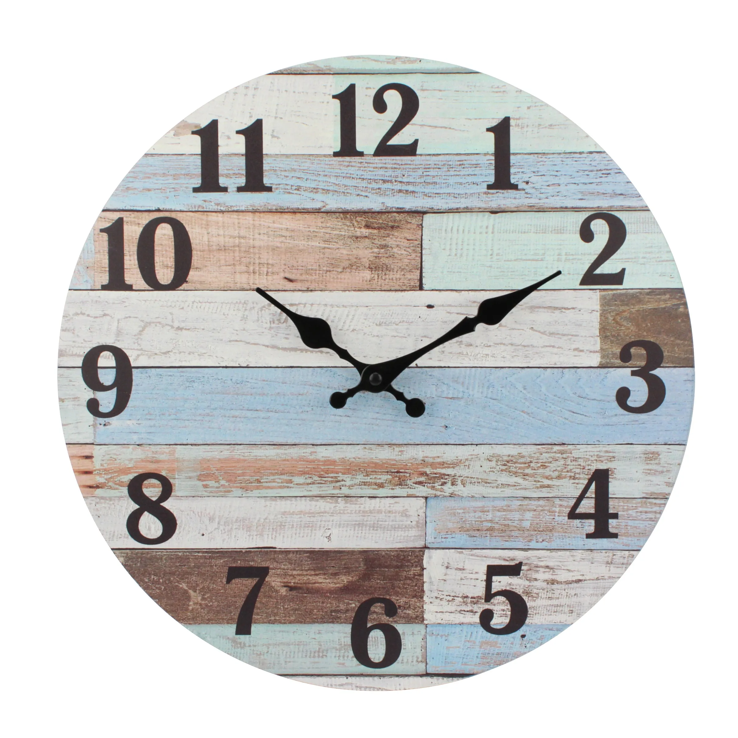 Coastal Worn Blue and White Clock - 14 Inch