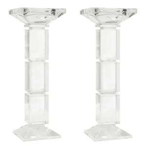 Crystal Modern Candleholders 10" (Set of 2)