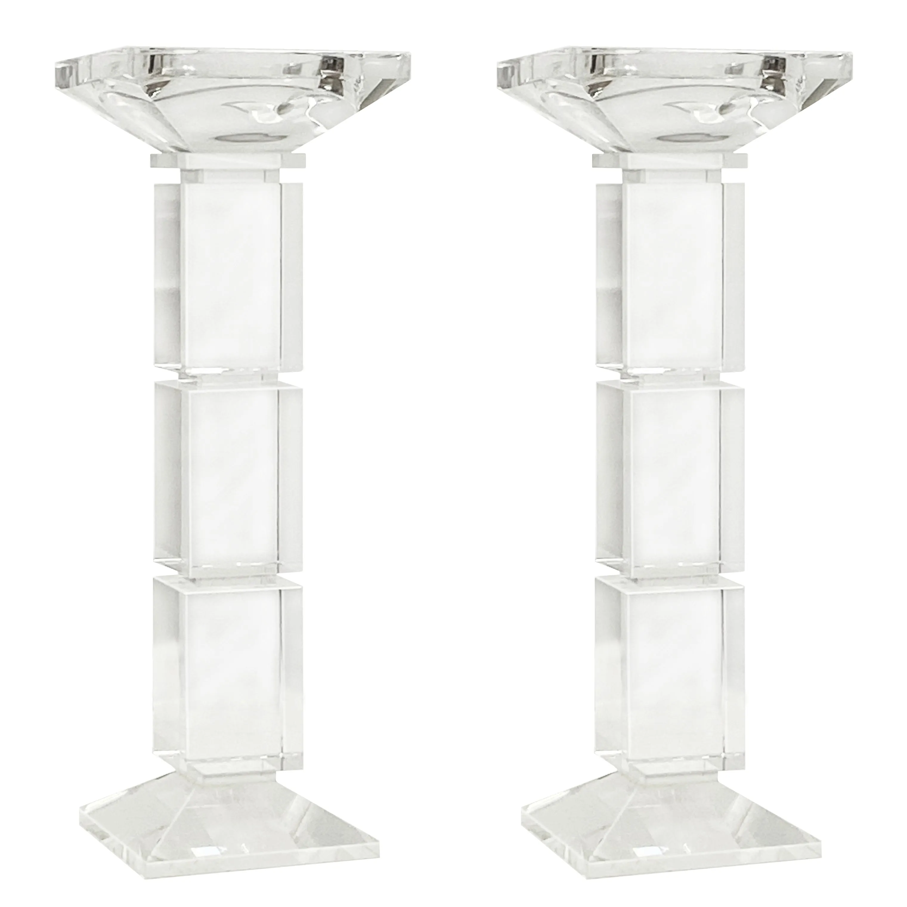 Crystal Modern Candleholders 10" (Set of 2)