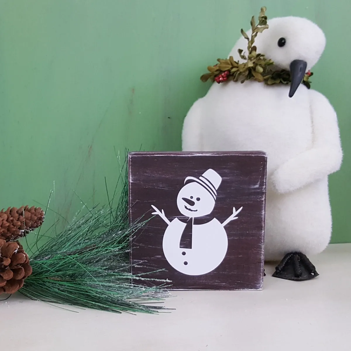 Decorative Wood Tile | Snowman