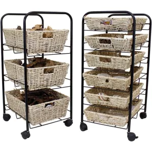 Deep Storage Trolley with Maize Baskets (3-Shelf)