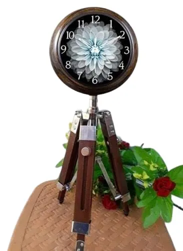 Delight Enterprises Table Clock with Tripod Stand Round Shape Numeric Number Antique Design Table Clock for Office, Hotel, Hallway Dining & Living Room