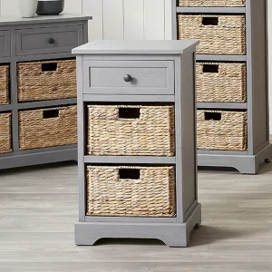 Devonshire Grey Wood 1 Drawer 2 Basket Unit